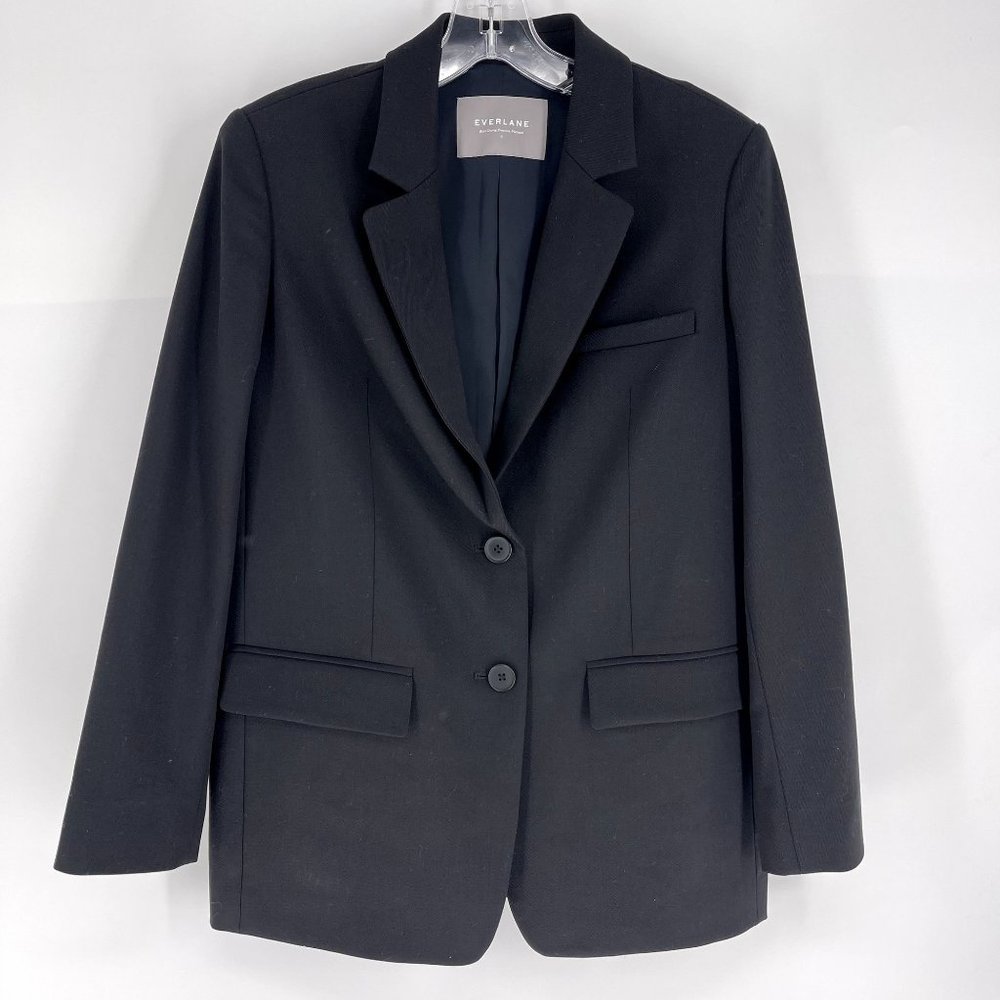 Everlane Size 0 Black The Oversized Wool Two Button Blazer